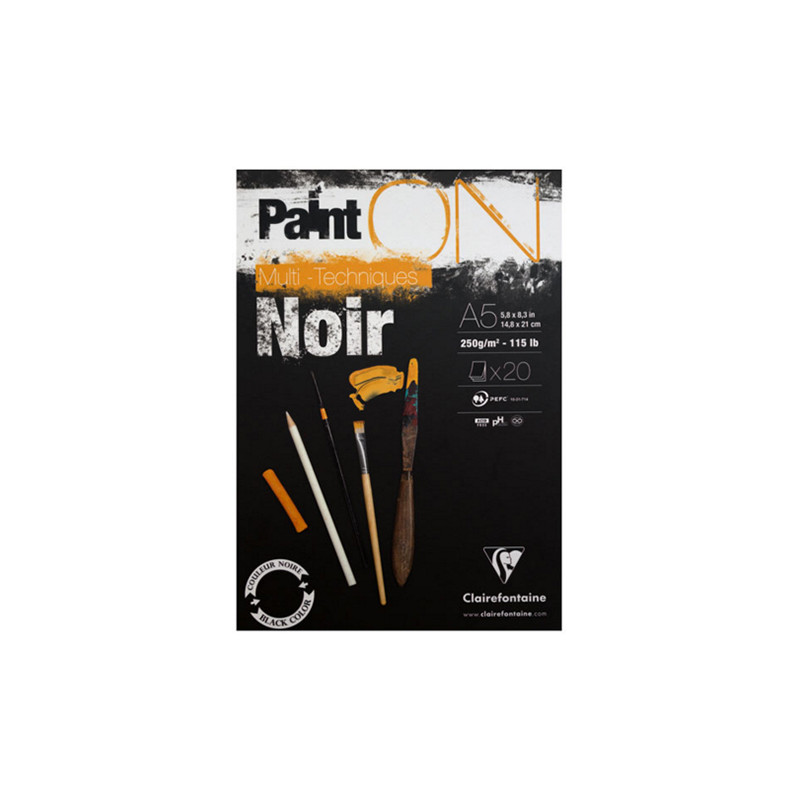 Blok Clairefontaine paint on noir 250g 20 arkuszy - sklep plastyczny -