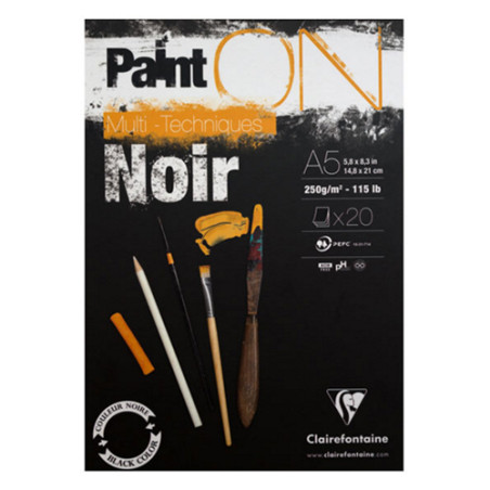 Blok Clairefontaine paint on noir 250g 20 arkuszy - sklep plastyczny -