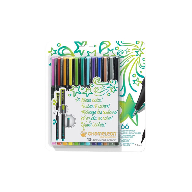 Chameleon fineliner bright zestaw 12 tonalnych cienkopisów - sklep pla