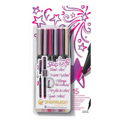 Chameleon fineliner floral zestaw 6 tonalnych cienkopisów - sklep plas