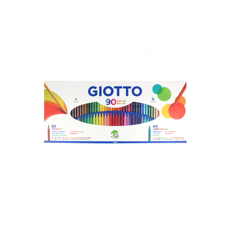 Giotto 90 intense colors zestaw 50 kredek i 40 flamastrów - sklep plas