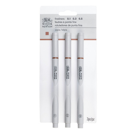 Winsor&Newton fineliner set of 3 fineliners - sepia