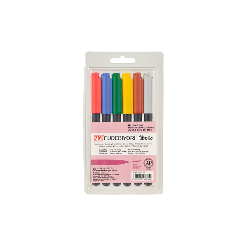 Kuretake zig fudebiyori set of 6 brush markers