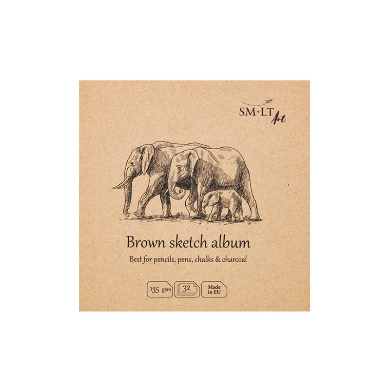 Blok SM-LT art słonie brown sketch 135g 32ark - sklep plastyczny - sza