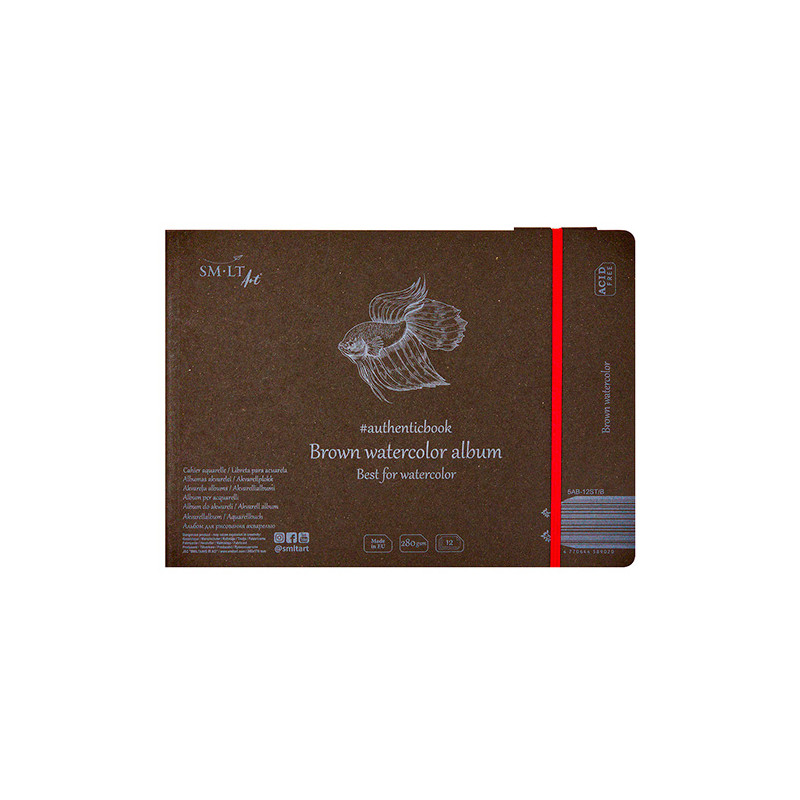Blok SM-LT ryba akwarelowy brązowy szyty z gumką 280g - sklep plastycz