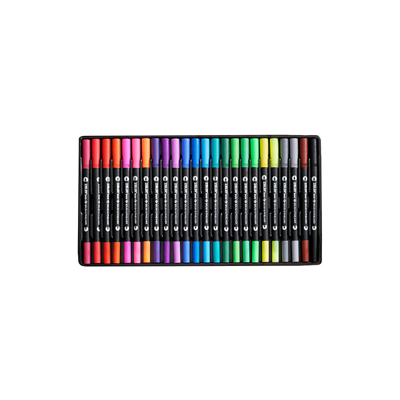 Zieler duo tip brush & fineliner set of 24 markers