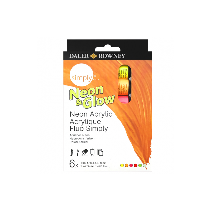 Daler Rowney neon&glow acrylic paints set 6x12ml