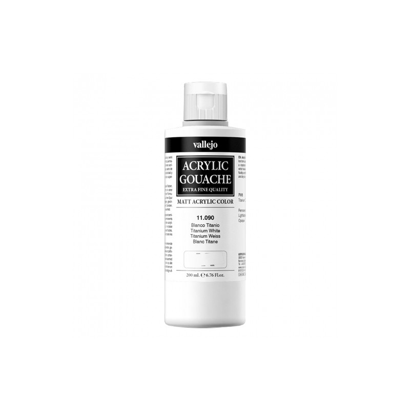 Vallejo acrylicos acrylic gouache titanium white 200ml