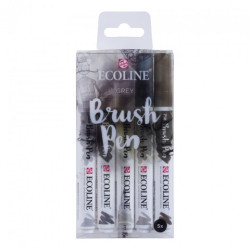 Talens ecoline gray set of 5 pens