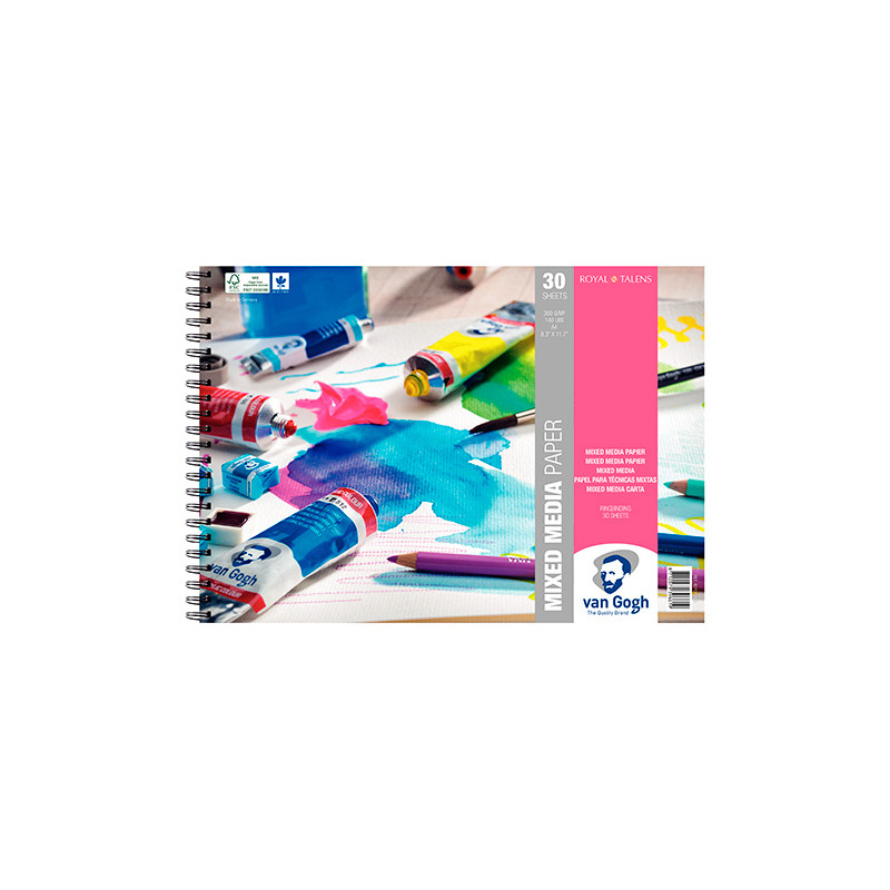 Talens van gogh mixed media block on a spiral 300g 30 sheets