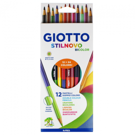 Giotto stilnovo bicolor set of 12 double-sided pastels in crayons
