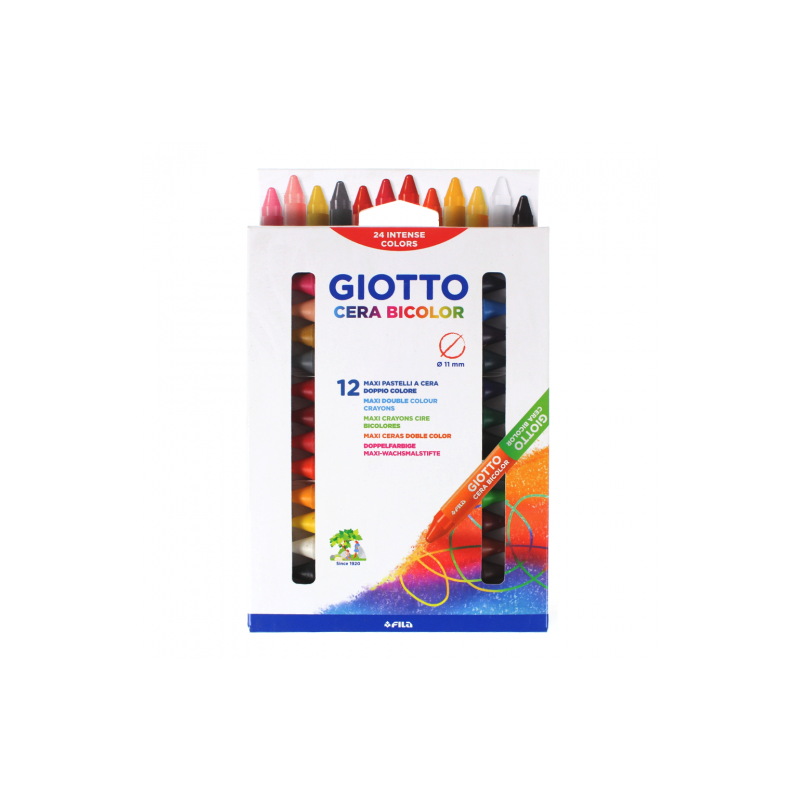 Giotto bicolor complexion set of 12 double-sided wax crayons