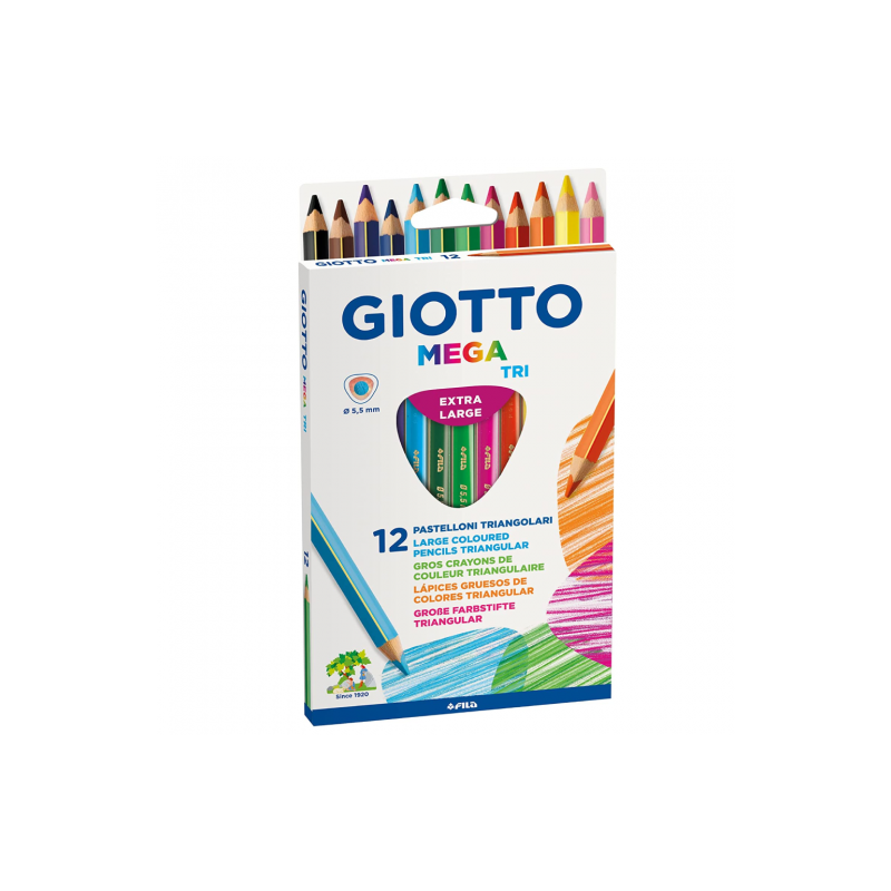 Giotto mega tri extra large set of 12 triangular crayons