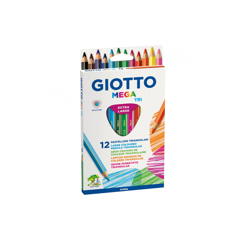 Giotto mega tri extra large zestaw 12 kredek trójkątnych - sklep plast