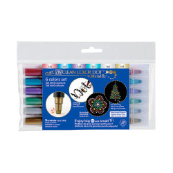 Kuretake clean color metallic dot zestaw 6 pisaków metalicznych - skle