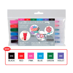 Kuretake clean color dot zestaw 6 pisaków - sklep plastyczny - szał dl