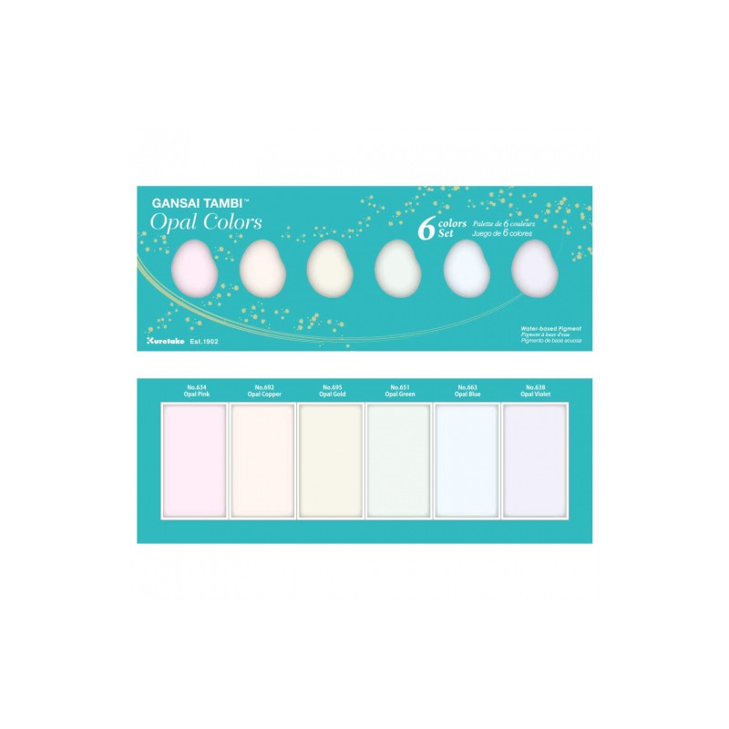 Kuretake gansai tambi opal colors zestaw 6 opalizujących akwareli - sk