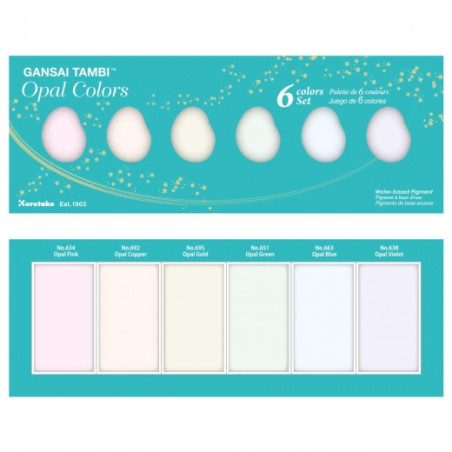 Kuretake gansai tambi opal colors set of 6 watercolors