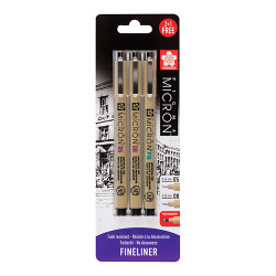 Sakura set of 3 fineliners pigma 05.08, pigma PN black