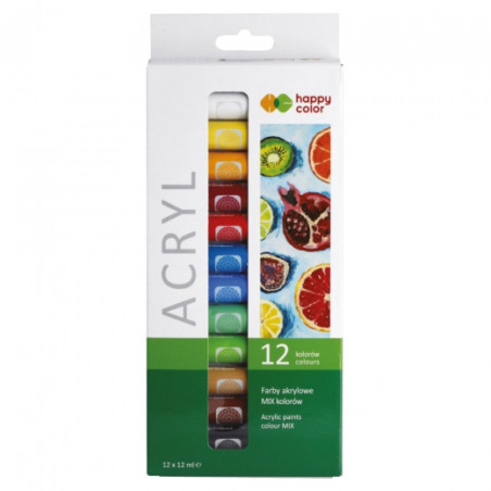 Happy Color zestaw farb akrylowych 12x12ml - sklep plastyczny - szał d