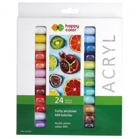 Happy Color zestaw farb akrylowych 24x12ml - sklep plastyczny - szał d