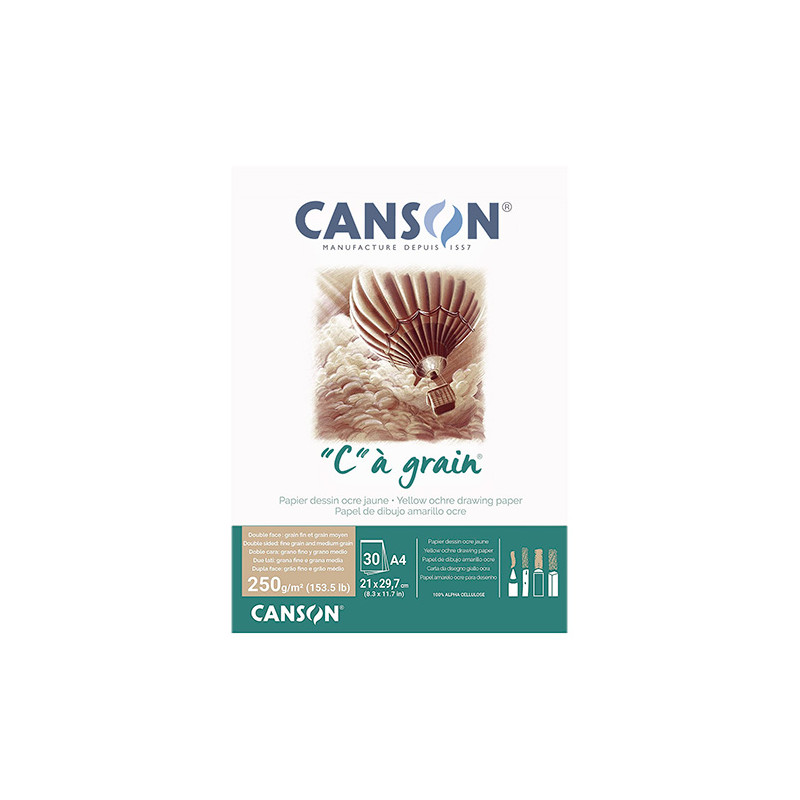 Block Canson "c" a grain yellow ochre 250g 30 sheets