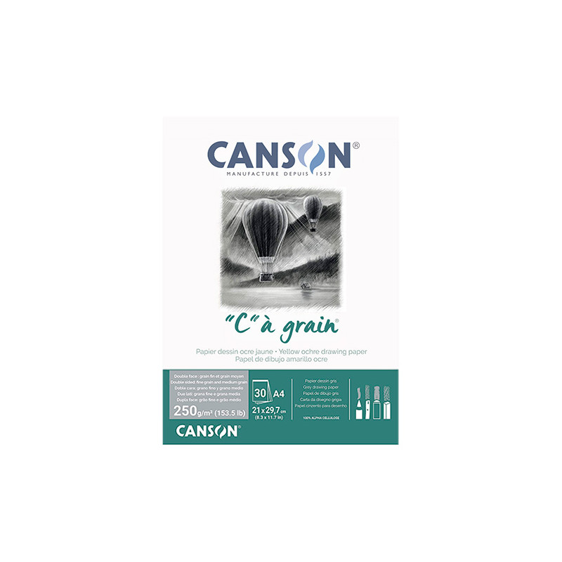 Blok Canson "c" a grain grey paper 250g 30 arkuszy - sklep plastyczny