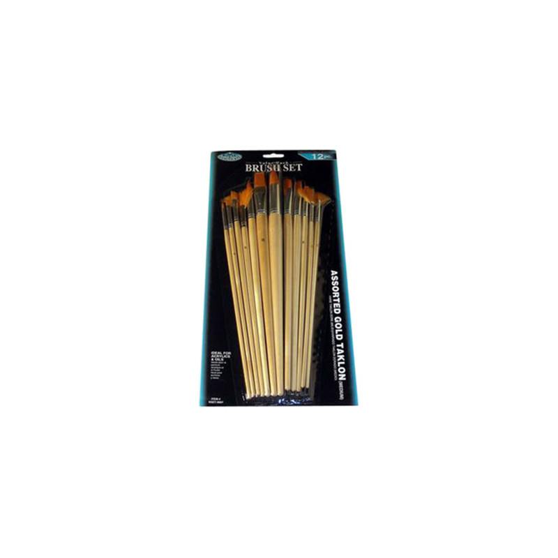 The set of 12 various brushes- gold synthetic hair