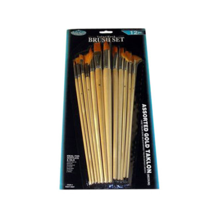 The set of 12 various brushes- gold synthetic hair