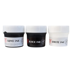 Kuretake inktober special ink set 2020 zestaw 3 tuszy - sklep plastycz