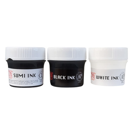 Kuretake inktober special ink set 2020 zestaw 3 tuszy - sklep plastycz