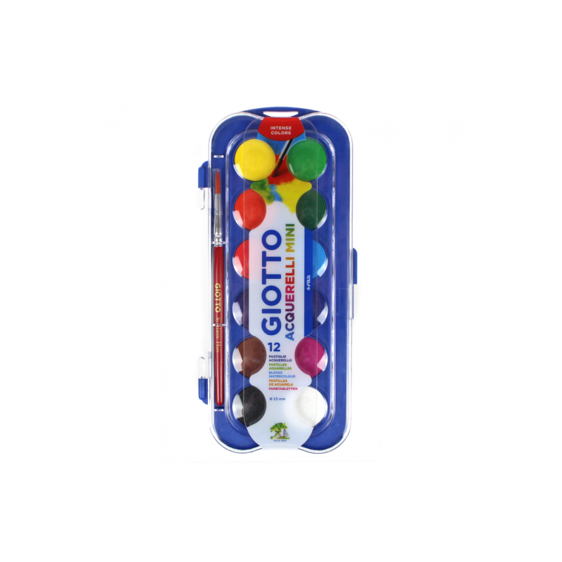 Giotto aquarelli mini watercolors in a plastic box of 12 colors