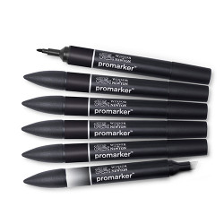 Winsor&Newton promarker black & blender zestaw 6 pisaków - sklep plast