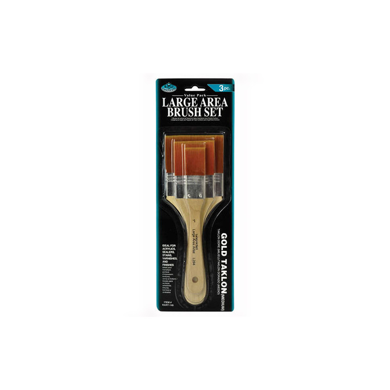 The set of 3 flat brushes - golden synthetic bristles