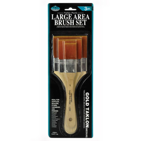The set of 3 flat brushes - golden synthetic bristles