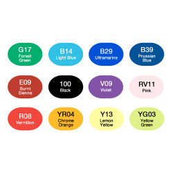 Copic sketch basic set of 12 double-sided pens