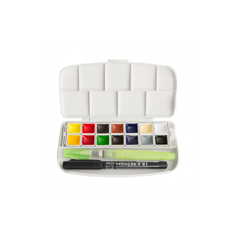Kuretake Gansai Tambi set of 14 half-tufted watercolors