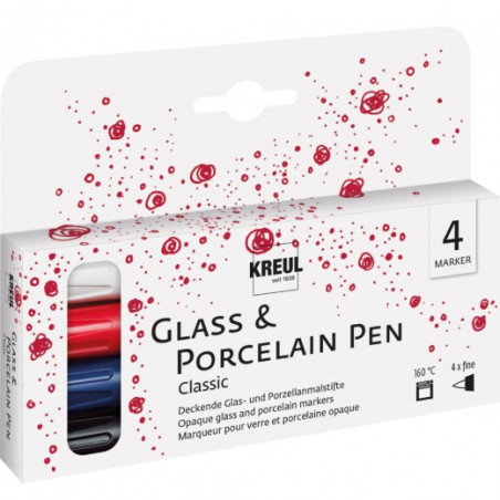 Kreul glass &porcelain classic fine zestaw 4 pisaków - sklep plastyczn