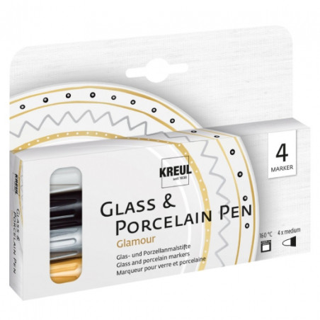 Kreul glass & porcelain glamour medium zestaw 4 pisaków - sklep plasty