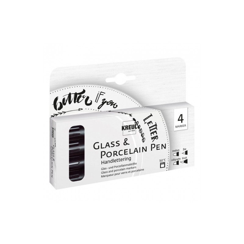 Kreul glass & porcelain handlettering set of 4 pens