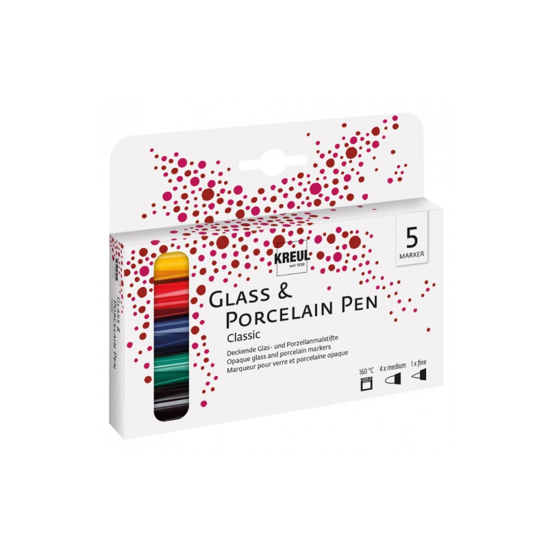Kreul glass & porcelain classic set of 5 markers
