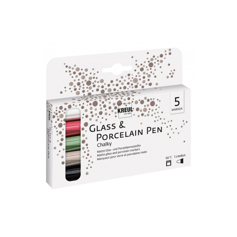Kreul glass & porcelain chalky medium zestaw 5 pisaków - sklep plastyc