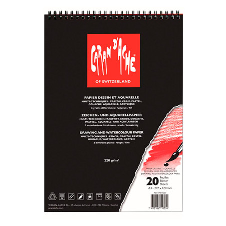 Blok Caran D'ache szkicowy na spirali 220g 20ark. - sklep plastyczny -