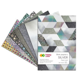Blok Happy Color silver 6 różnych wzorów A4 150-230g 10ark - sklep pla