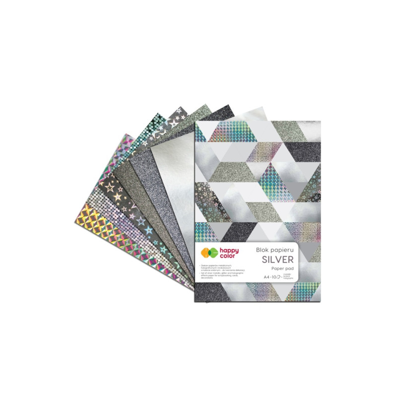 Blok Happy Color silver 6 różnych wzorów A4 150-230g 10ark - sklep pla
