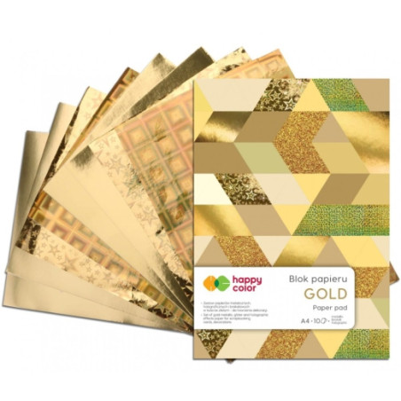 Blok Happy Color gold 6 różnych wzorów A4 150-230g 10ark - sklep plast