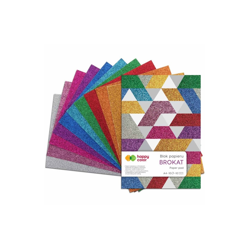 Blok Happy Color brokat 10 różnych kolorów A4 150g 10ark - sklep plast