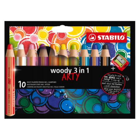 Stabilo woody 3w1 arty kredki 10 kolorów - sklep plastyczny - szał dla