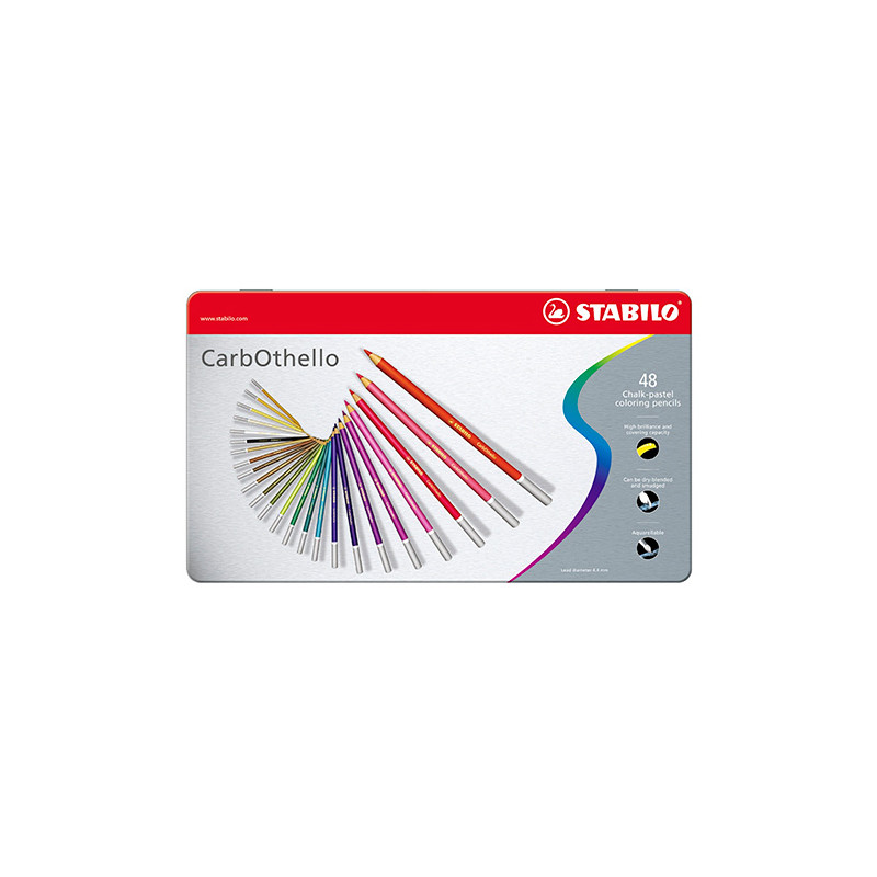 Stabilo carbothello set of 48 dry pastels in a metal opa crayon