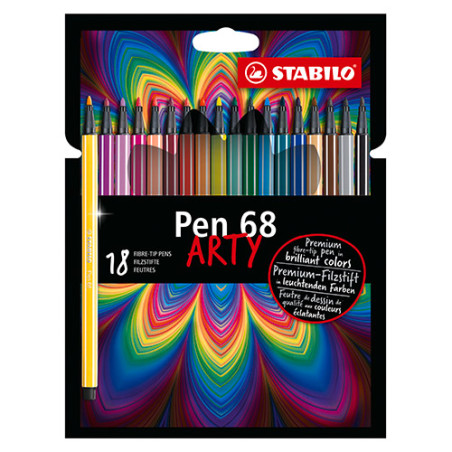 Stabilo pen 68 arty 18 sztuk w kartonowym etui - sklep plastyczny - sz
